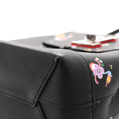 Louis Vuitton Calfskin Flower Lockme Mini Backpack Black Multicolor 20 of 23
