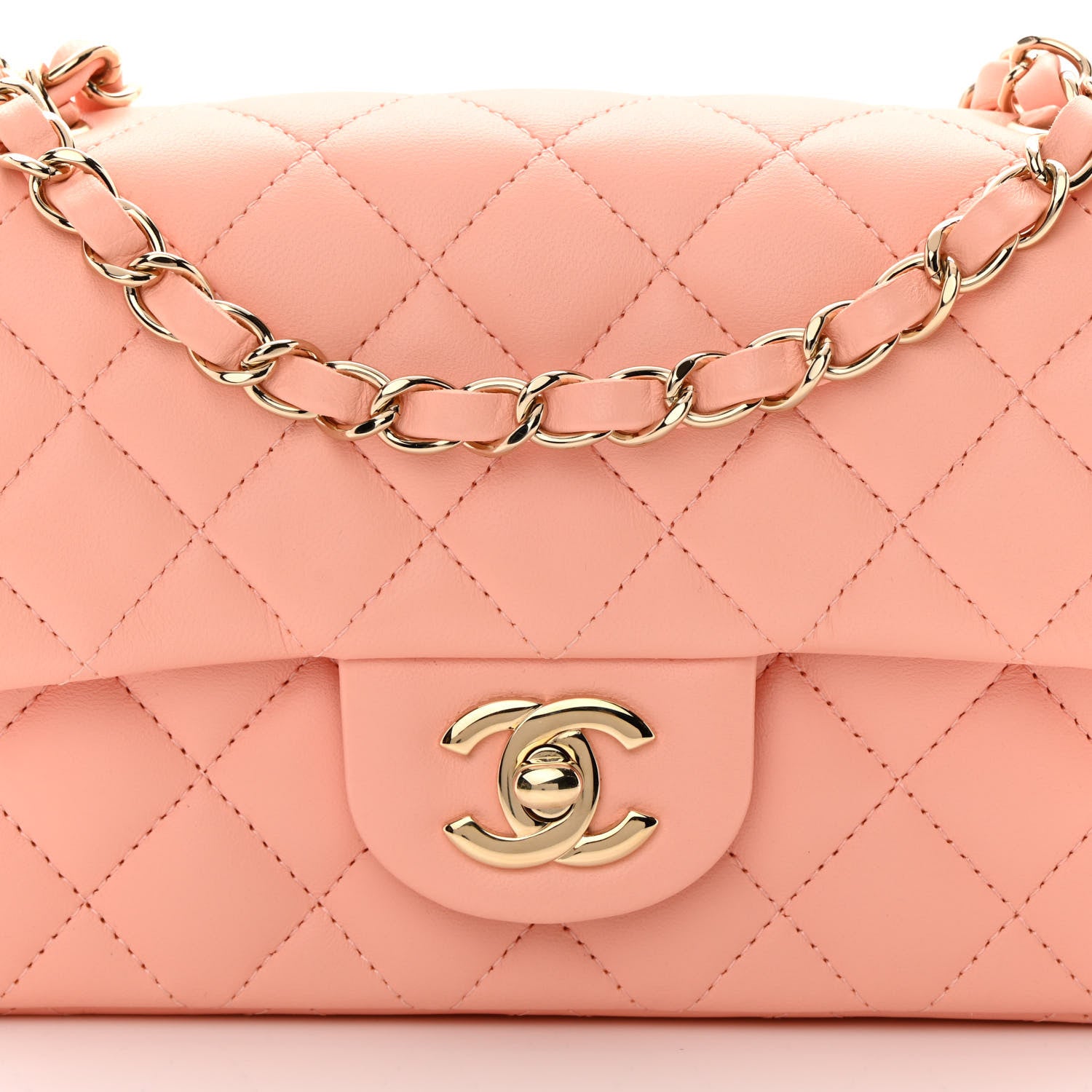 Chanel Lambskin Quilted Mini Rectangular Flap Light Pink 8 of 11