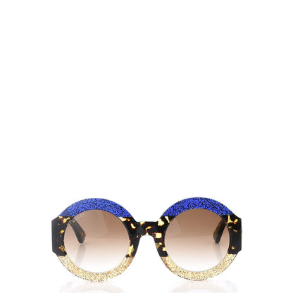 Gucci Acetate Round GG0084S Sunglasses Glitter Blue Multi 2 of 9