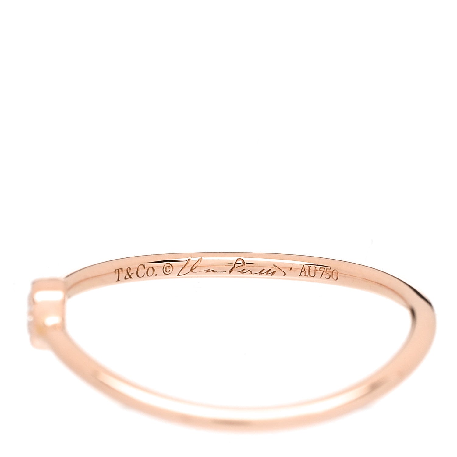 Tiffany 18K Rose Gold Diamond Elsa Peretti Single-Row Wave Ring 46 3.75 5 of 5