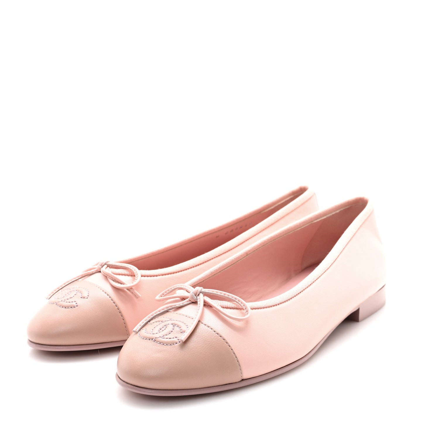 Lambskin Cap Toe CC Ballerina Flats 38 Light Pink Dark Pink