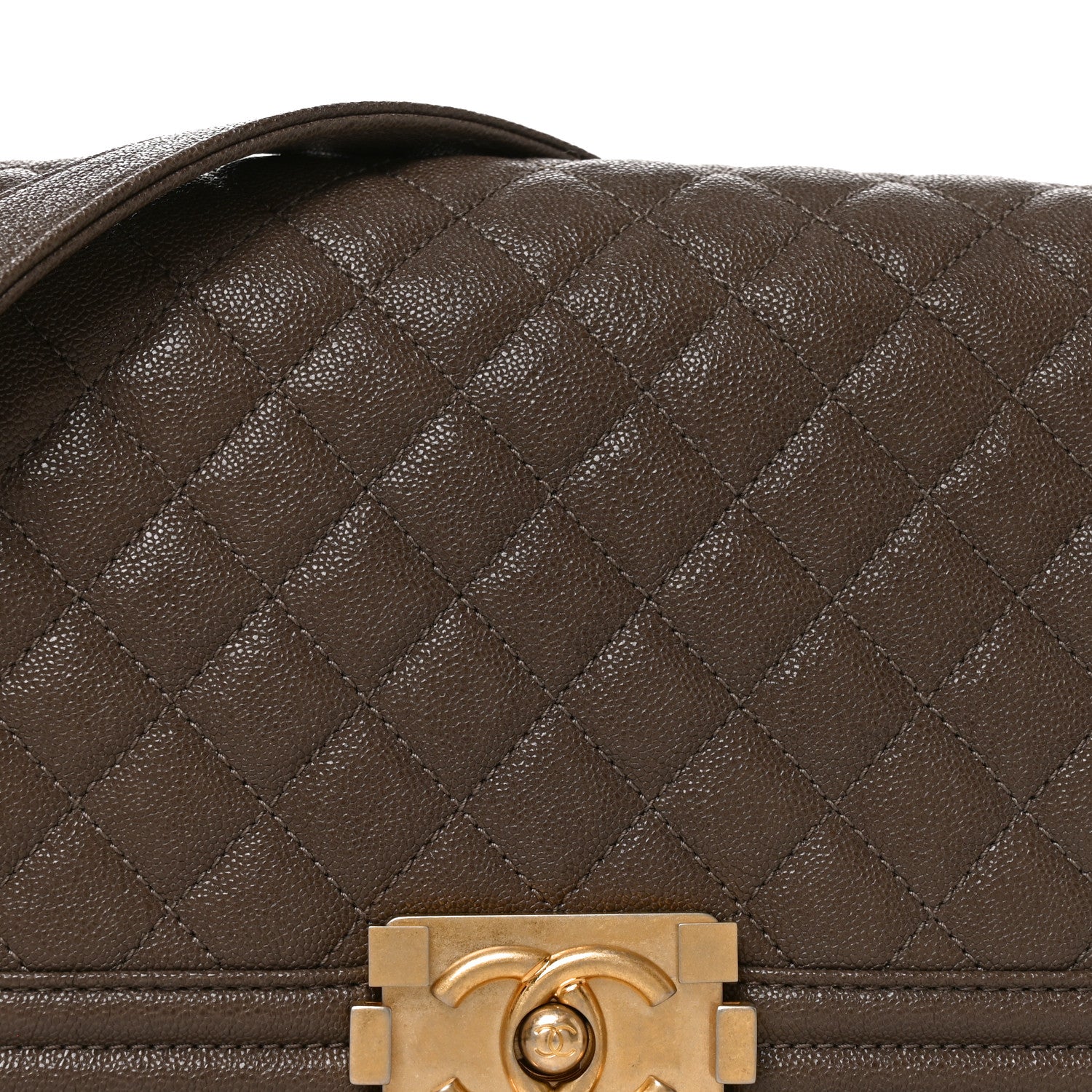 Chanel Caviar Quilted Medium Boy Flap Khaki 8 of 10