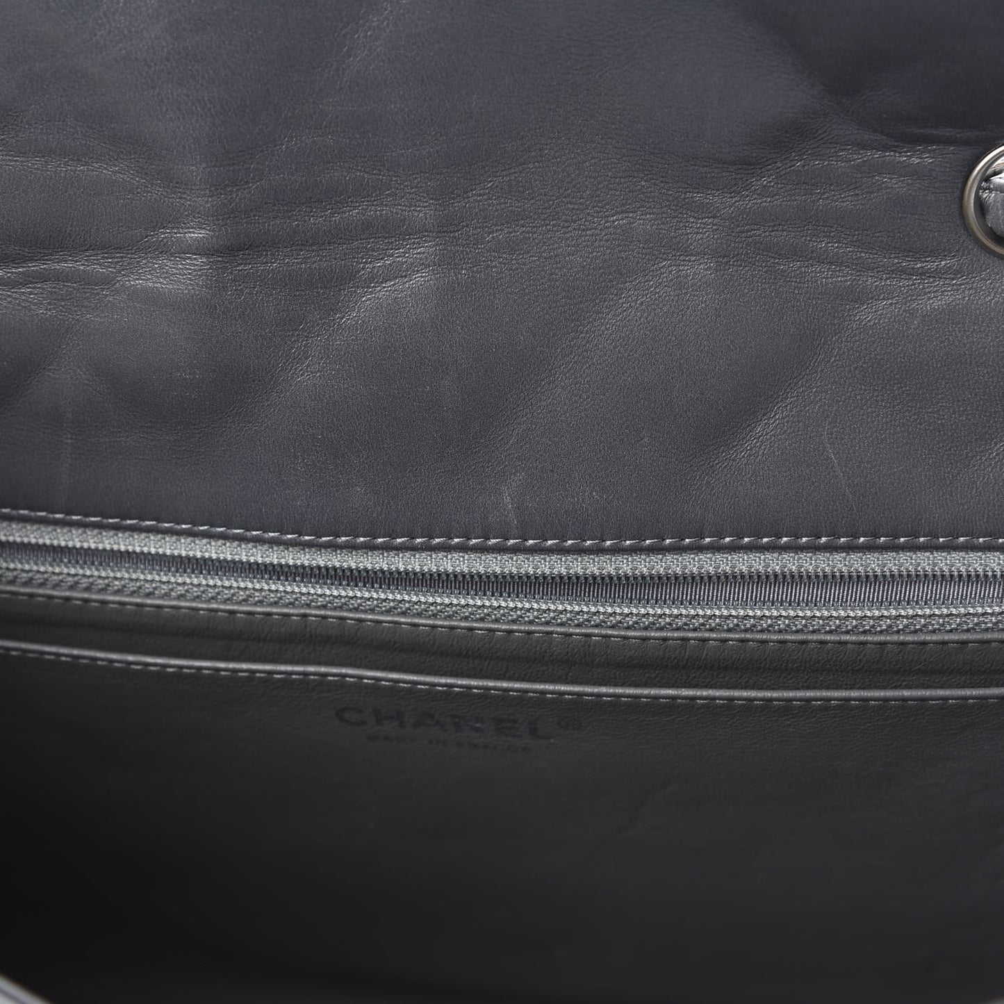 Lambskin Quilted Jumbo Single Flap Grey