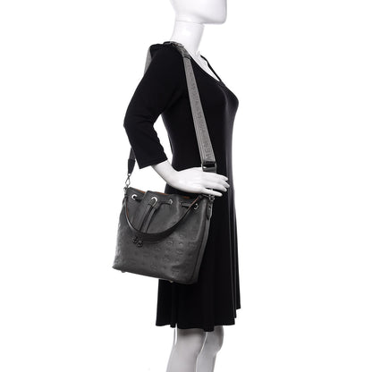MCM Calfskin Ottomar Monogram Small Essential Bucket Charcoal 2 of 10