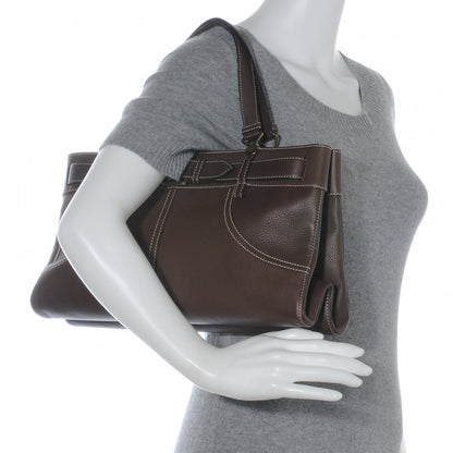Christian Dior Calfskin Belted Pants Shoulder Bag Brown 2 of 7
