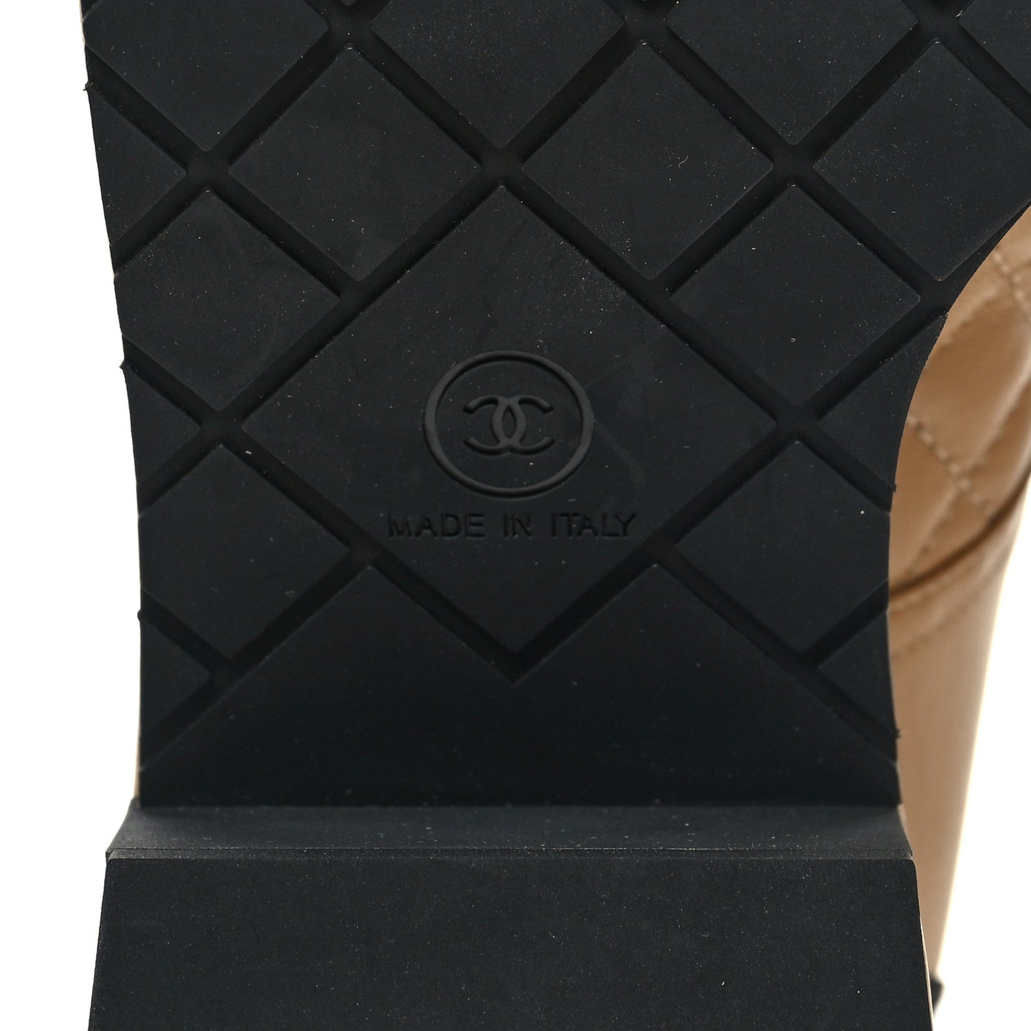 Lambskin Patent Calfskin Quilted Lace Up Boots 38.5 Beige Black