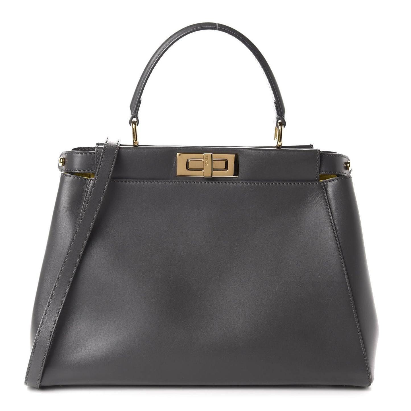 Vitello Morgan Shiny Nappa Medium Peekaboo Iconic Satchel Piombo Lime
