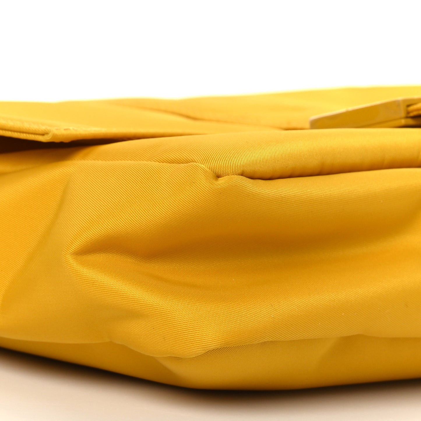 Econyl Nylon Cuoio Romano Monochrome Medium Baguette Messenger Bag Sunflower