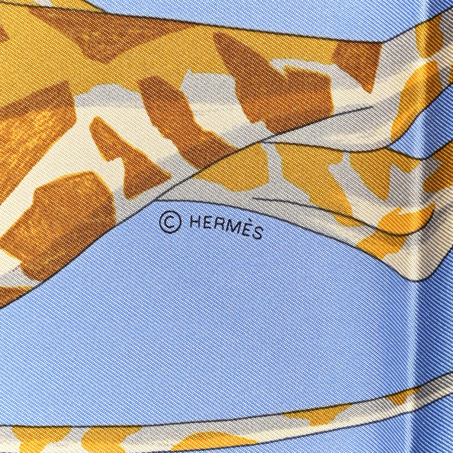 Hermes Silk Story Scarf 90 Bleu Lavande Vert 4 of 4