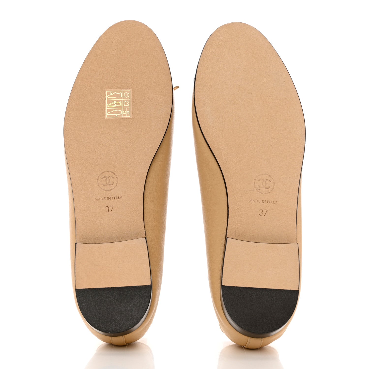 Chanel Lambskin Cap Toe CC Ballerina Flats 37 Beige Black 5 of 9