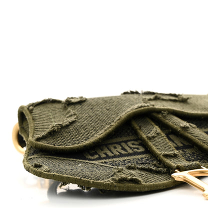 Christian Dior Canvas Embroidered Camouflage Saddle Belt Bag Green 9 of 10