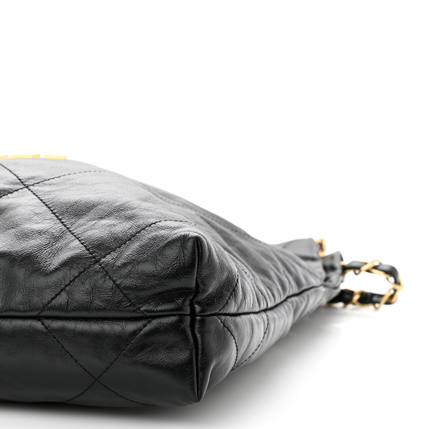 Shiny Calfskin Quilted Small Chanel 22 Black