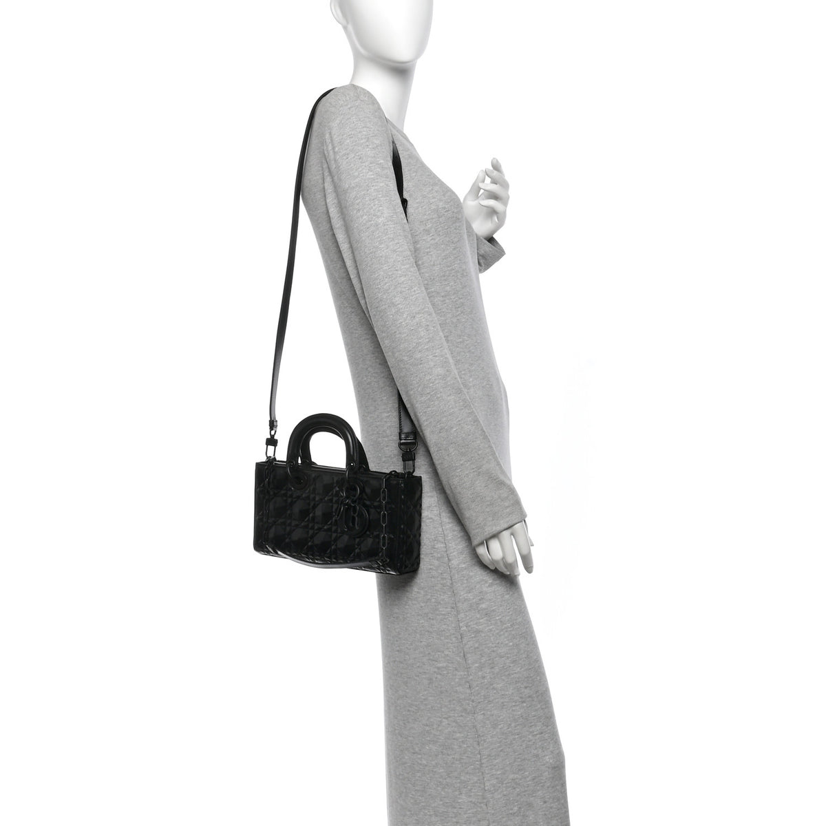 Calfskin Cannage Diamond Medium Lady D-Joy Black