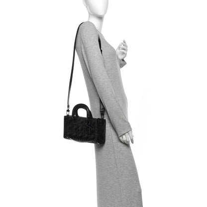 Christian Dior Calfskin Cannage Diamond Medium Lady D-Joy Black 2 of 14