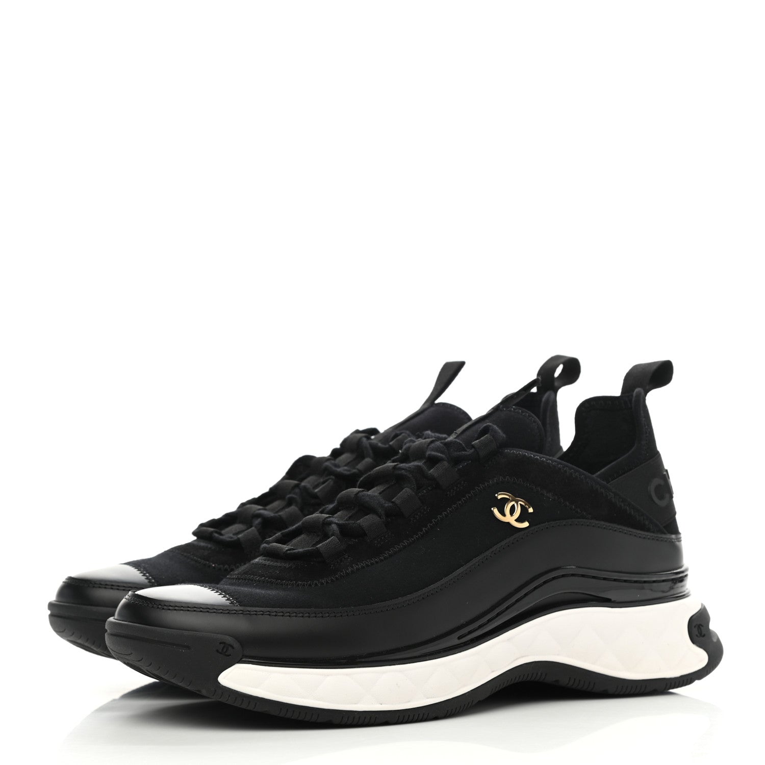 Chanel Fabric Suede CC Sneakers 40 Black 3 of 9