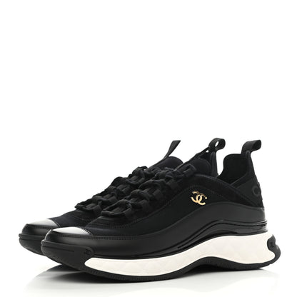 Chanel Fabric Suede CC Sneakers 40 Black 3 of 9