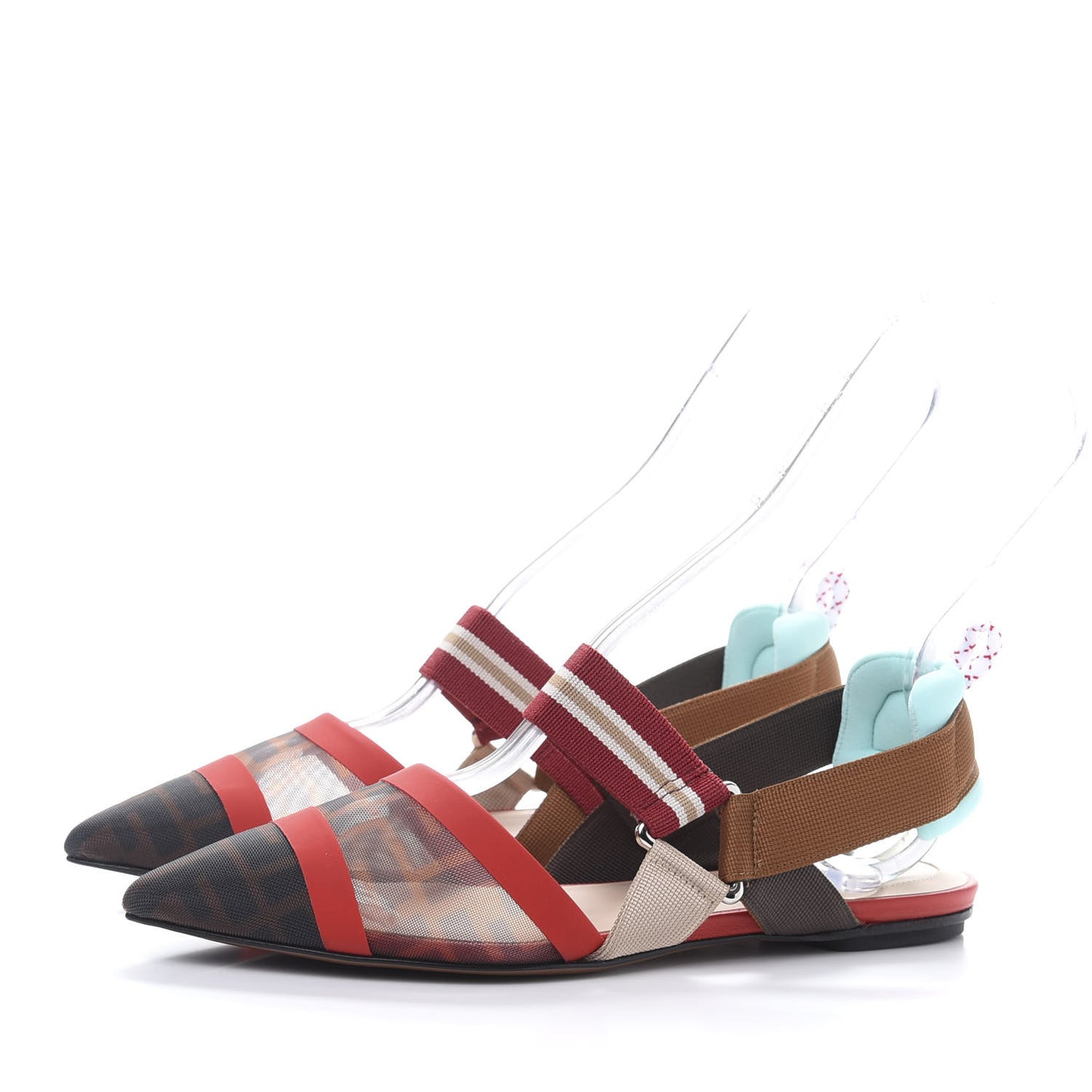 Technical Mesh FF Colibri Slingback Ballerina Flats 37 Tobacco Moro Cipria Papavero