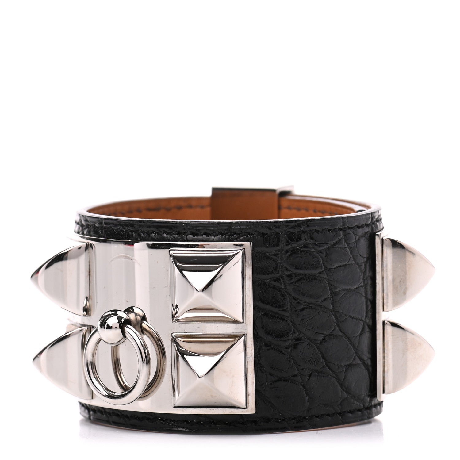 Hermes Matte Alligator Collier De Chien CDC Bracelet S Black 1 of 8