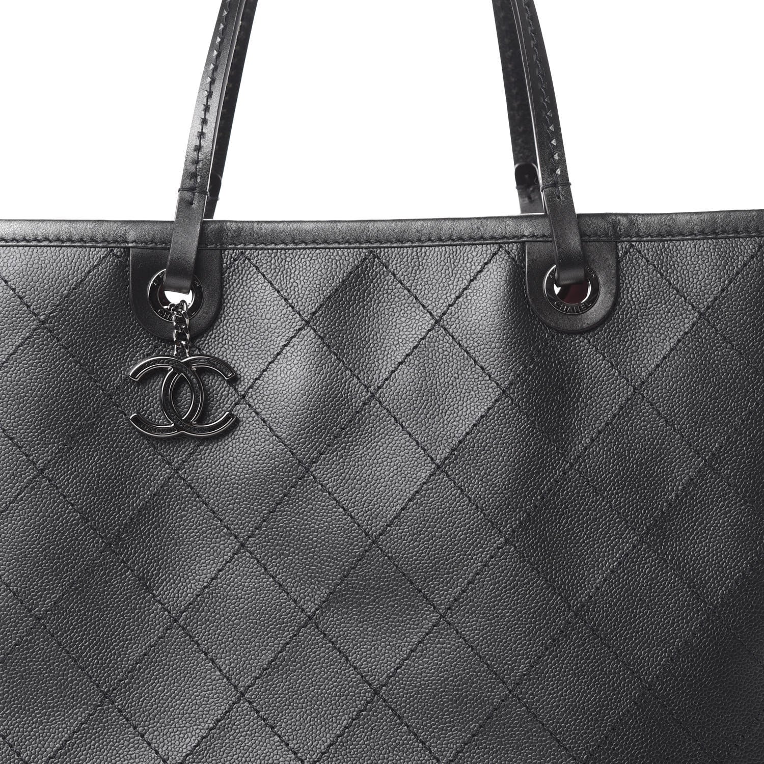 Chanel Grained Calfskin Large Shopping Fever Tote Black 9 of 12