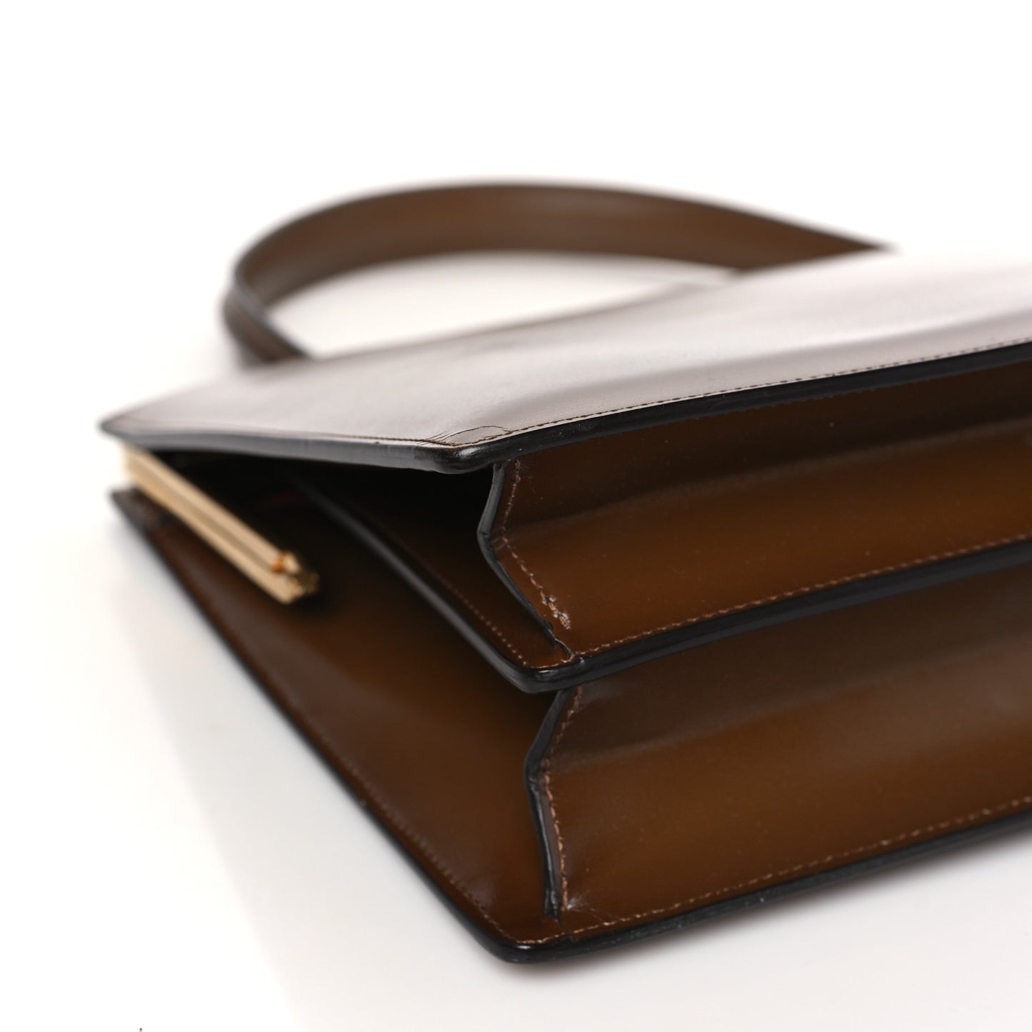 Patina Box Calfskin Medium Clasp Bag Camel