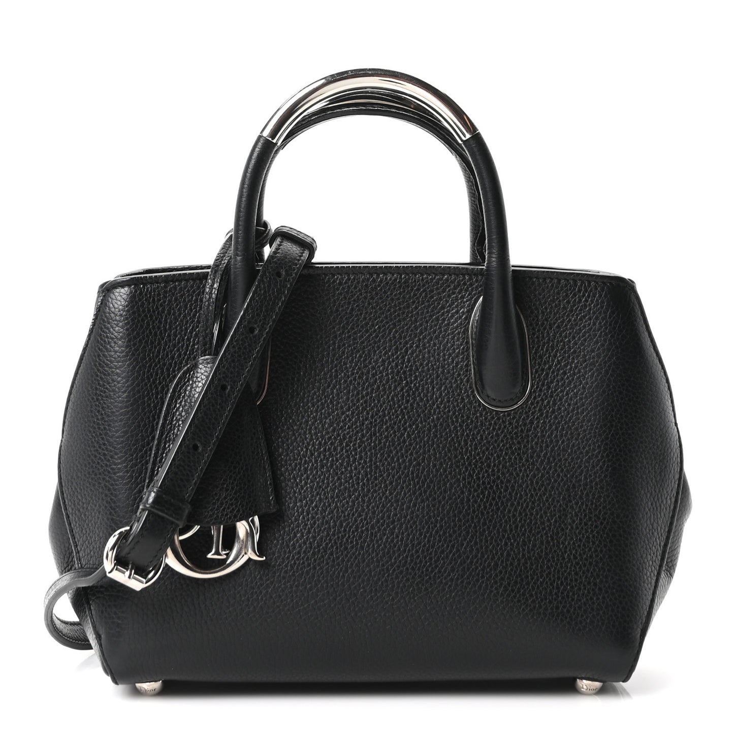 Grained Calfskin Small Open Bar Tote Black