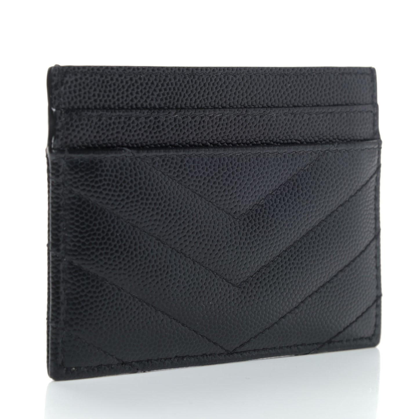 Grain De Poudre Matelasse Chevron Monogram Credit Card Case Black