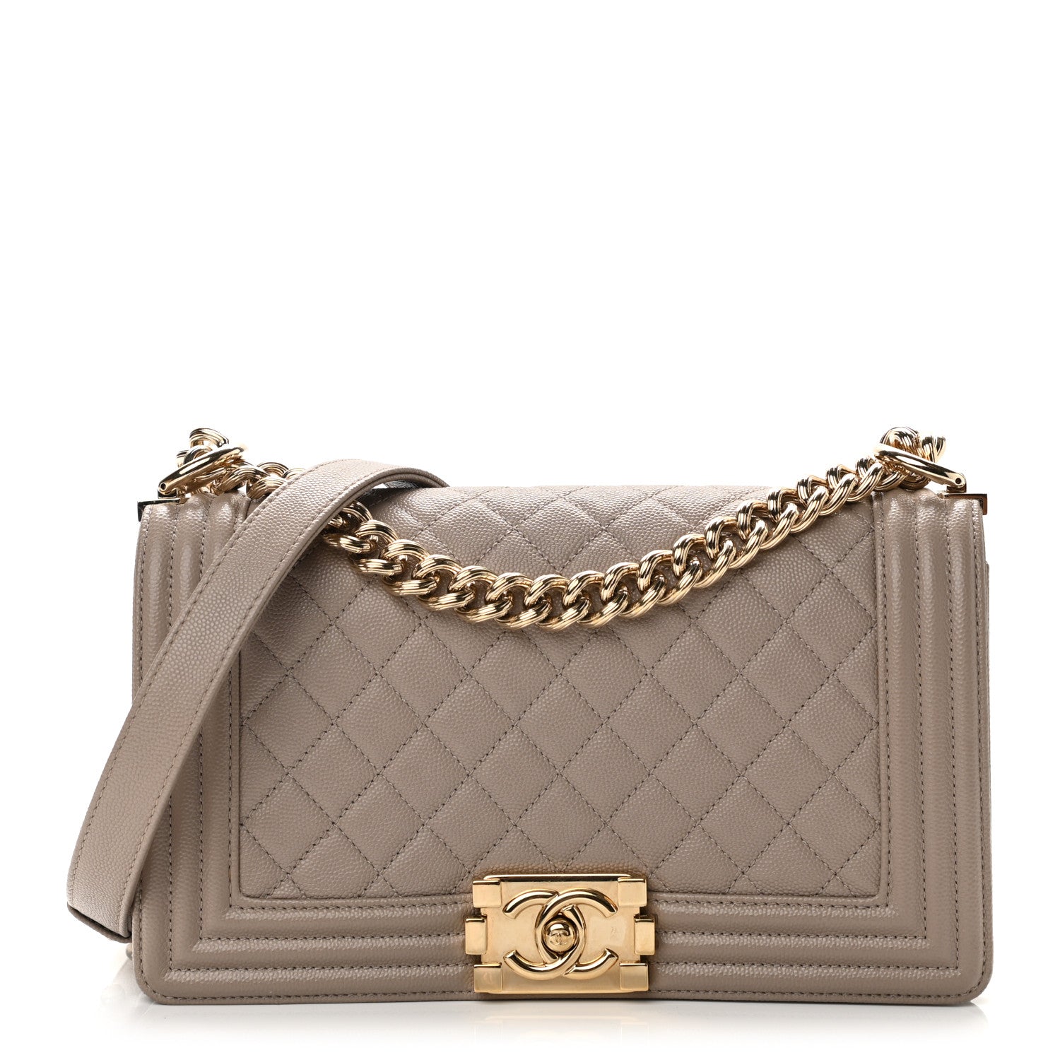 Chanel Caviar Quilted Medium Boy Flap Beige 1 of 9