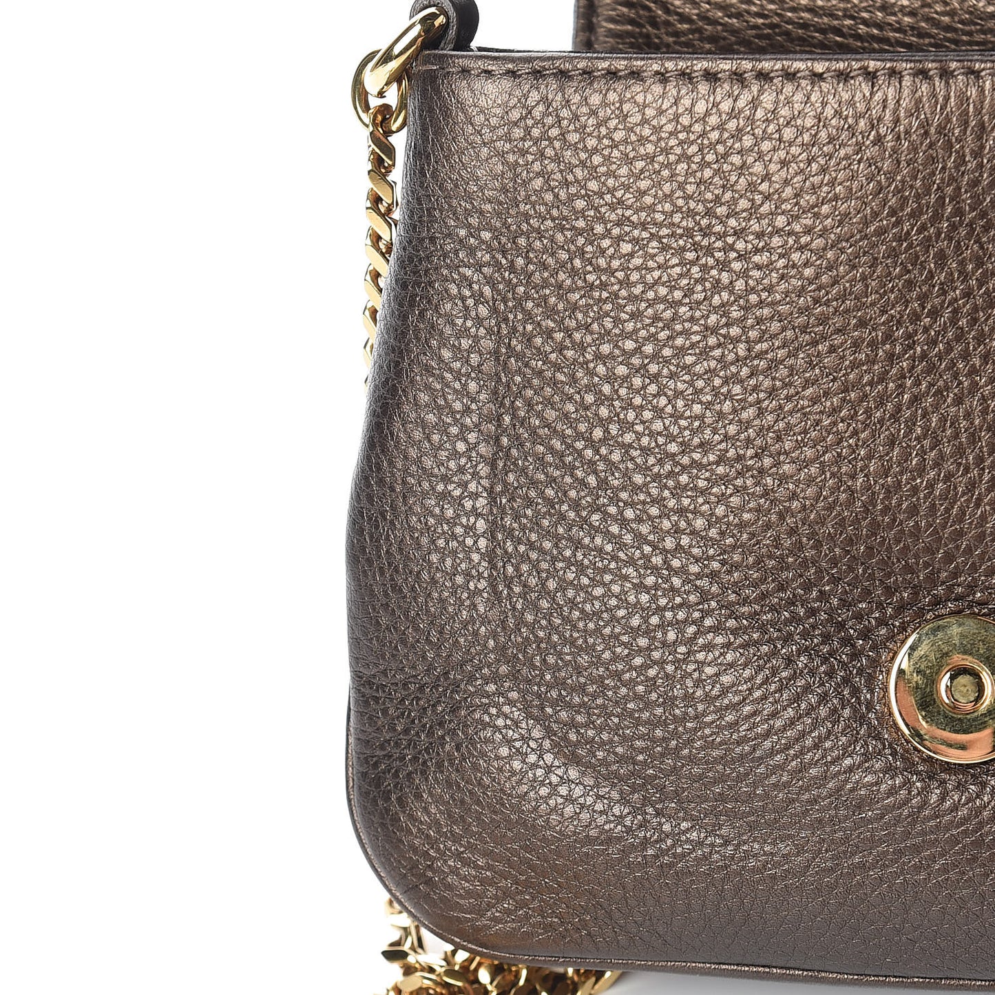 Metallic Pebbled Calfskin Small 1973 Chain Shoulder Bag Winter Leaf