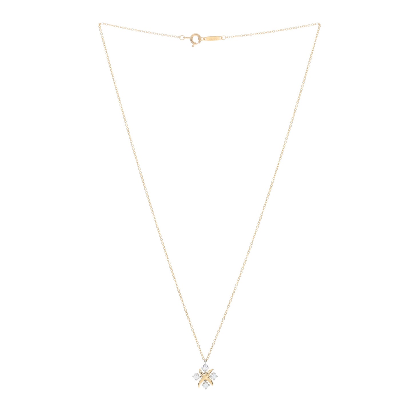 Platinum 18K Yellow Gold Diamond Schlumberger Lynn Pendant Necklace