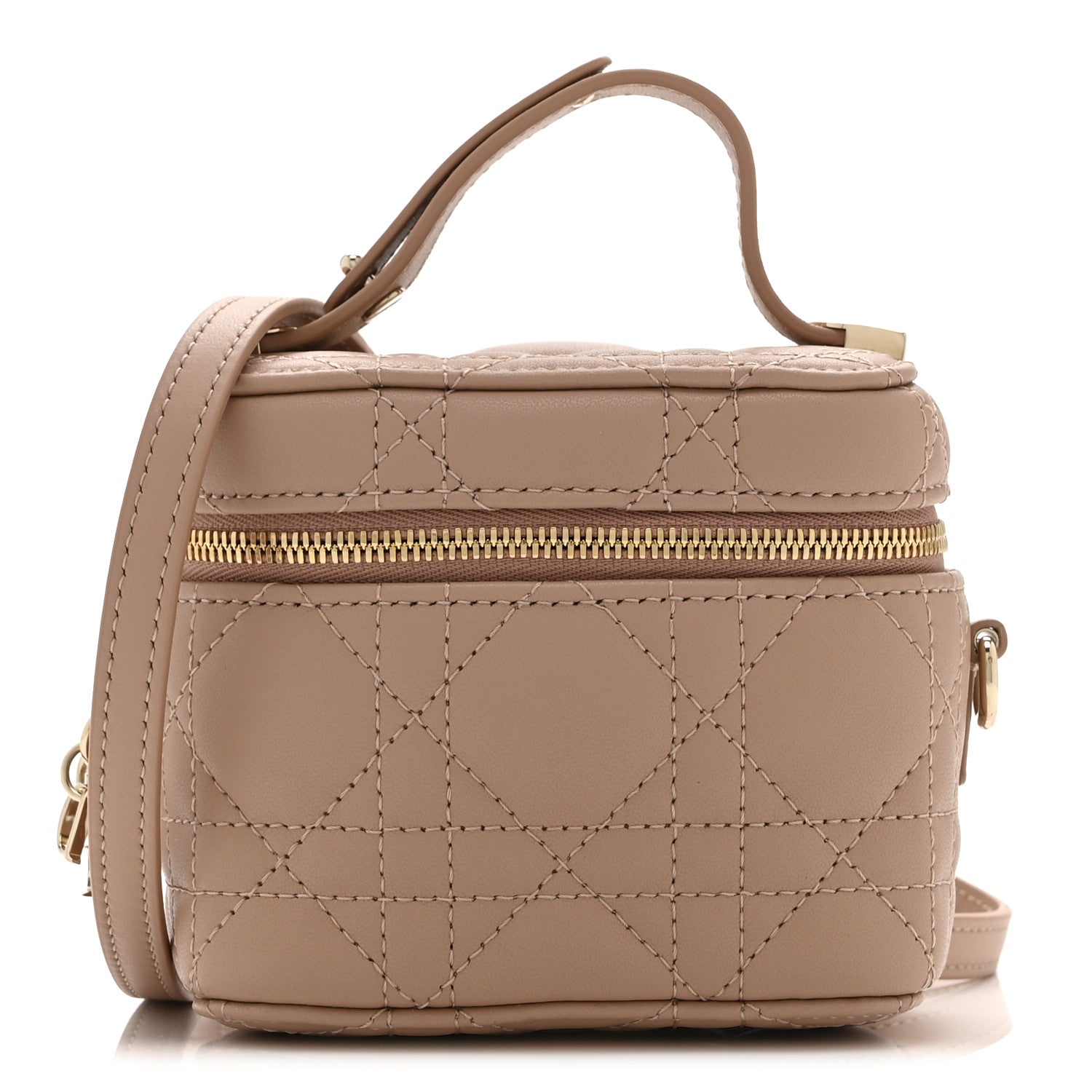 Christian Dior Lambskin Cannage Micro Lady Dior Vanity Case Rose