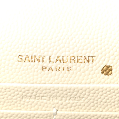 Saint Laurent Grain De Poudre Matelasse Chevron Monogram Envelope Chain Wallet Crema Soft 6 of 10
