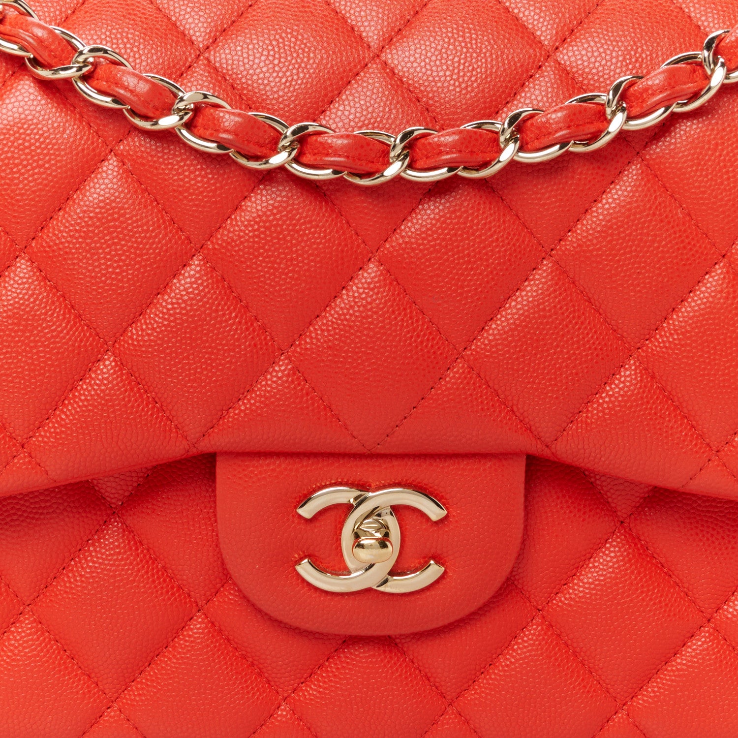 Chanel Caviar Quilted Jumbo Double Flap Red 9 of 12