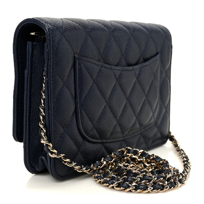 Chanel Caviar Quilted Wallet on Chain WOC Navy Blue 3 of 12