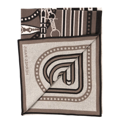 Hermes Wool Cashmere Grand Tralala Blanket Etoupe 2 of 3