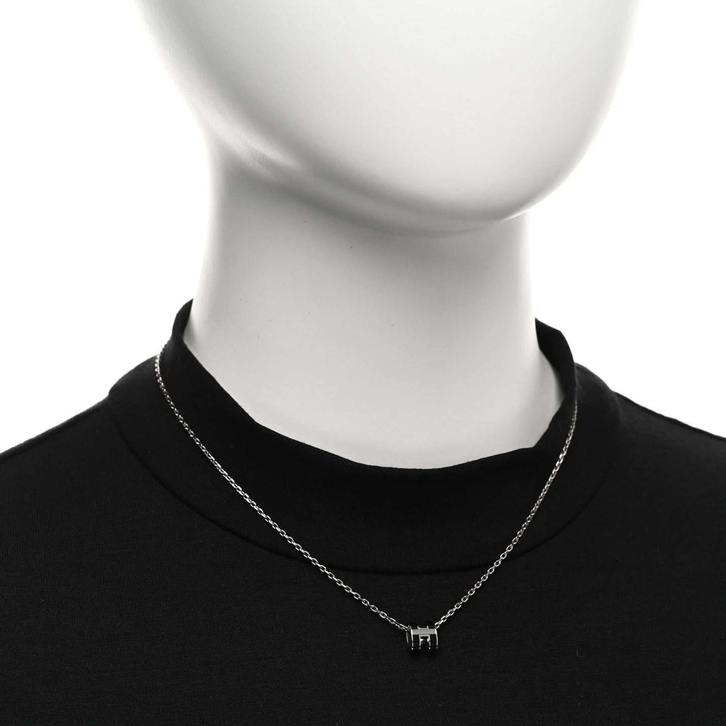 Lacquered Palladium Mini Pop H Pendant Necklace Black