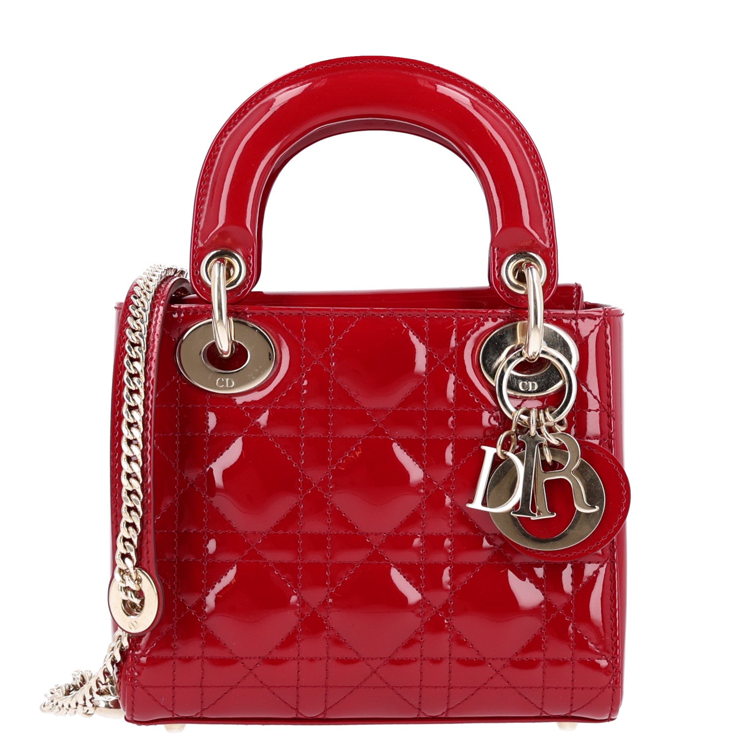Christian Dior Patent Cannage Mini Lady Dior Red 1 of 10