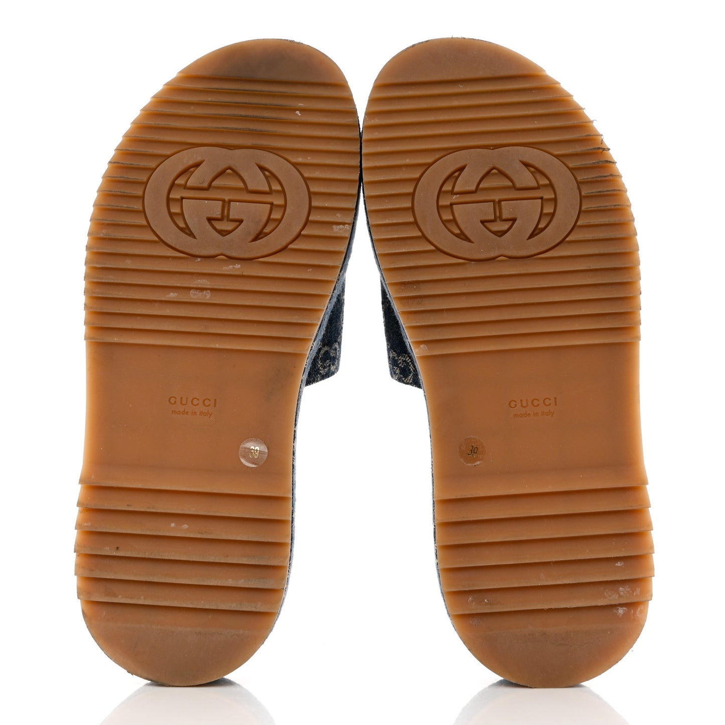 New Denim GG Monogram Angelina Platform 55mm Slide Sandals 39 Blue Tea