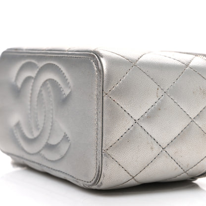 Chanel Metallic Lambskin Quilted Small CC Dynasty Vanity Case With Chain Silver 10 of 16