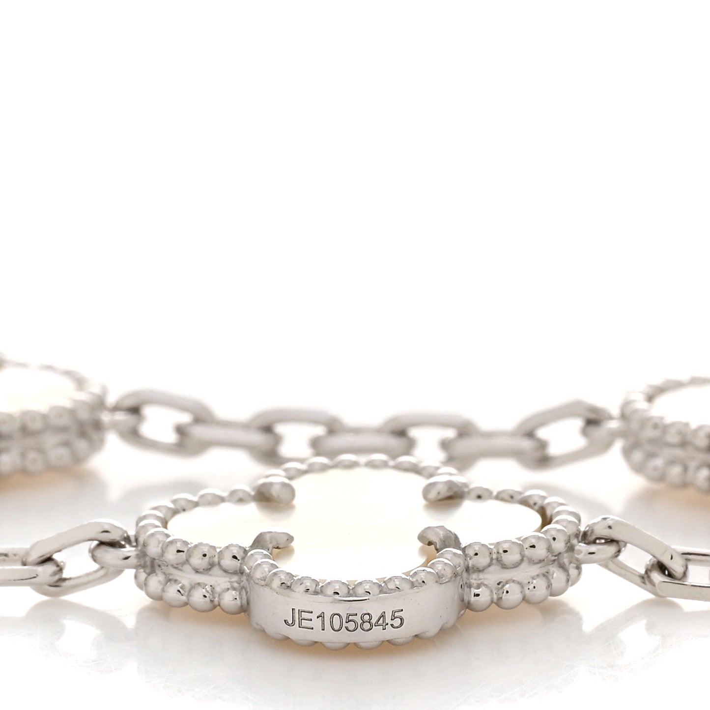 18K White Gold Mother of Pearl 5 Motifs Vintage Alhambra Bracelet