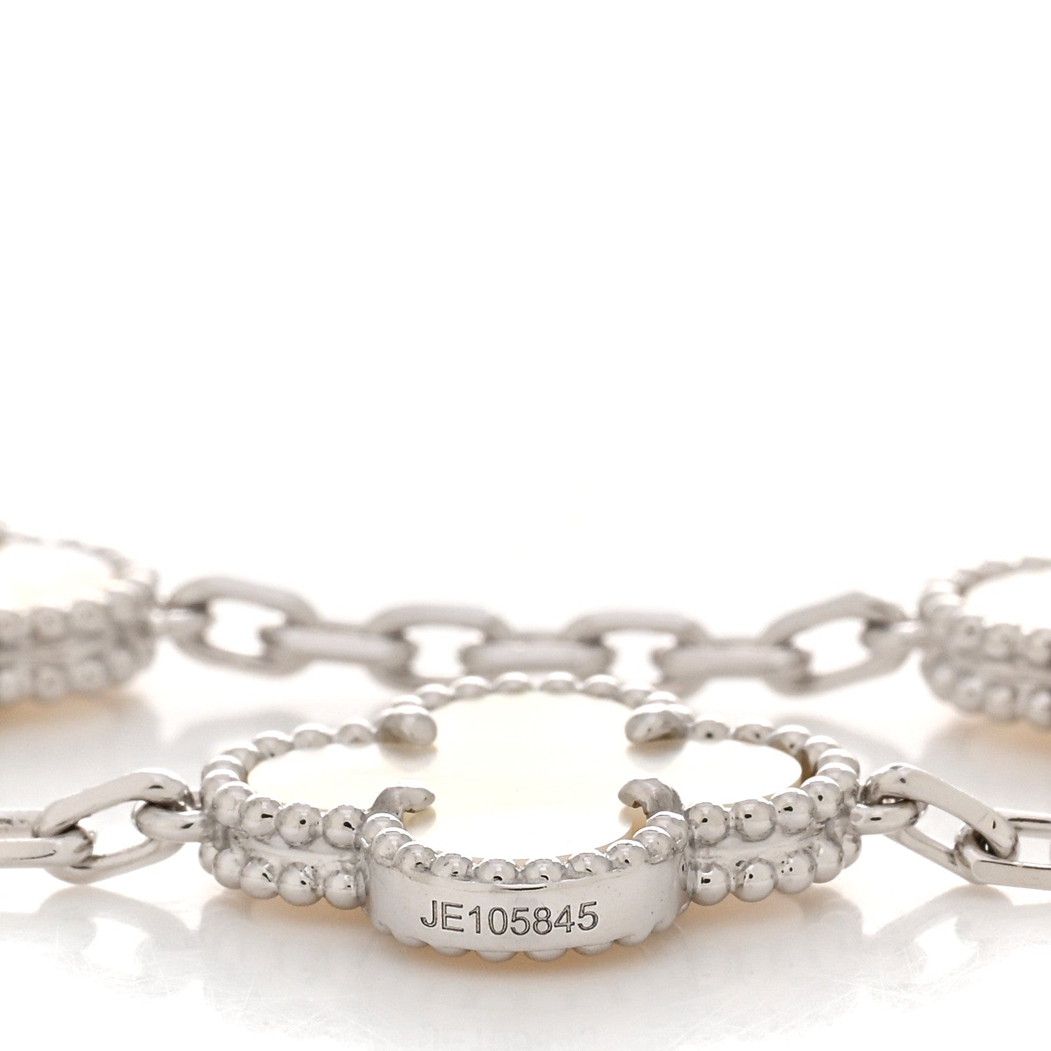 Van Cleef & Arpels 18K White Gold Mother of Pearl 5 Motifs Vintage Alhambra Bracelet 4 of 5