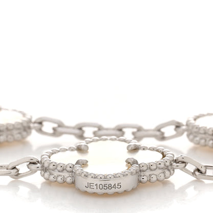 Van Cleef & Arpels 18K White Gold Mother of Pearl 5 Motifs Vintage Alhambra Bracelet 4 of 5