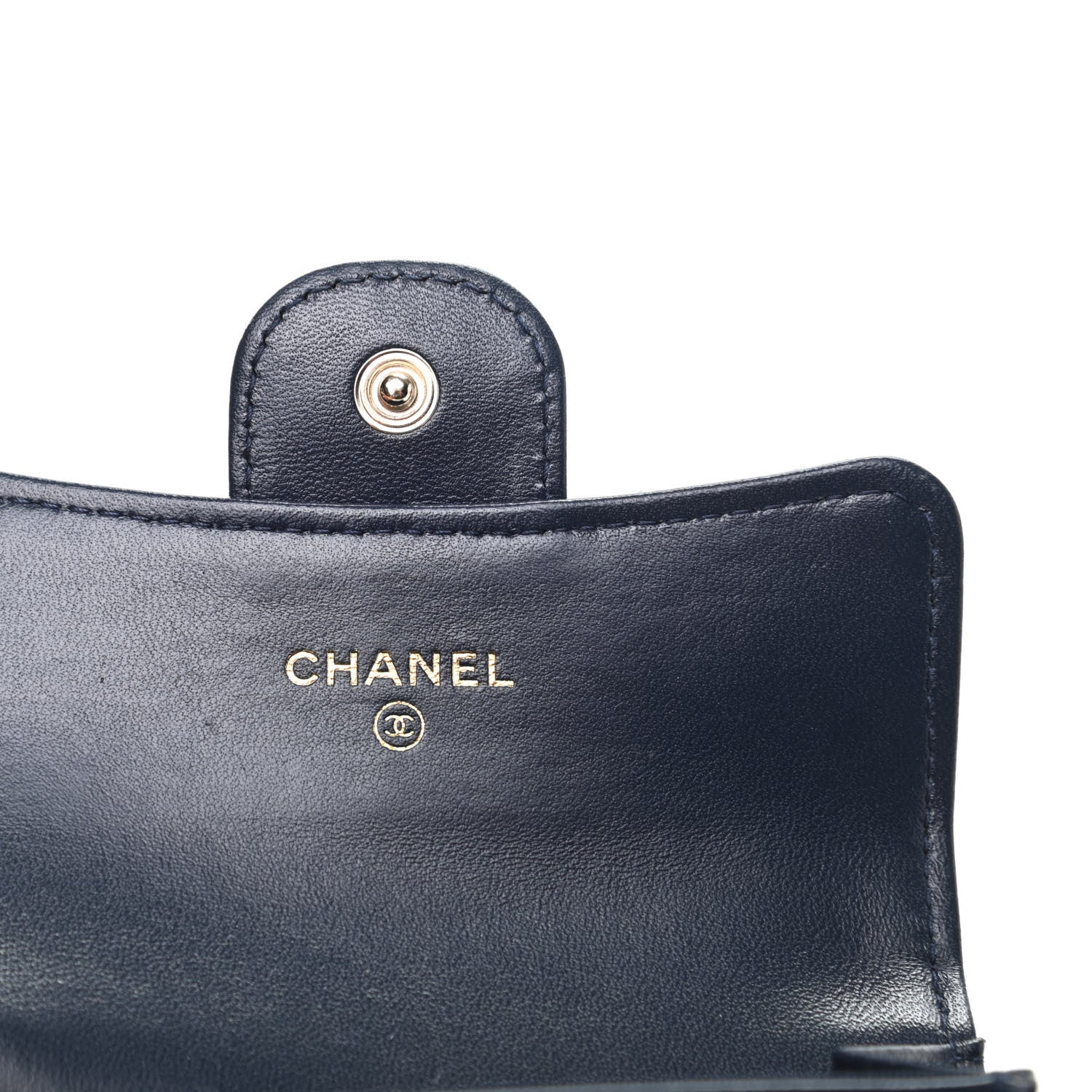 Chanel Lambskin Quilted Flap Card Holder Wallet Navy 6 of 9
