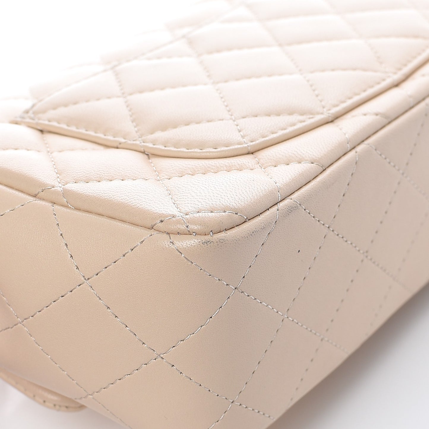 Lambskin Quilted Mini Rectangular Flap Beige