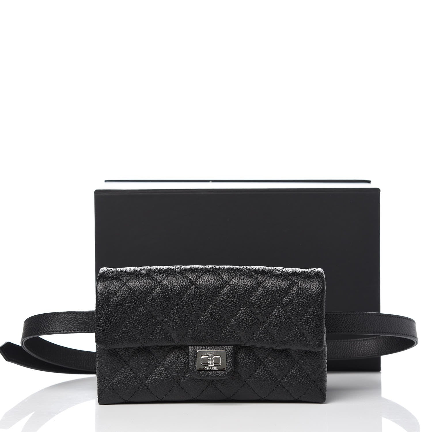 Chanel Grained Calfskin Quilted 2.55 Reissue Flap Belt Bag Clutch Black 9 of 9