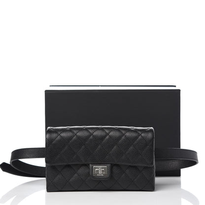Chanel Grained Calfskin Quilted 2.55 Reissue Flap Belt Bag Clutch Black 9 of 9