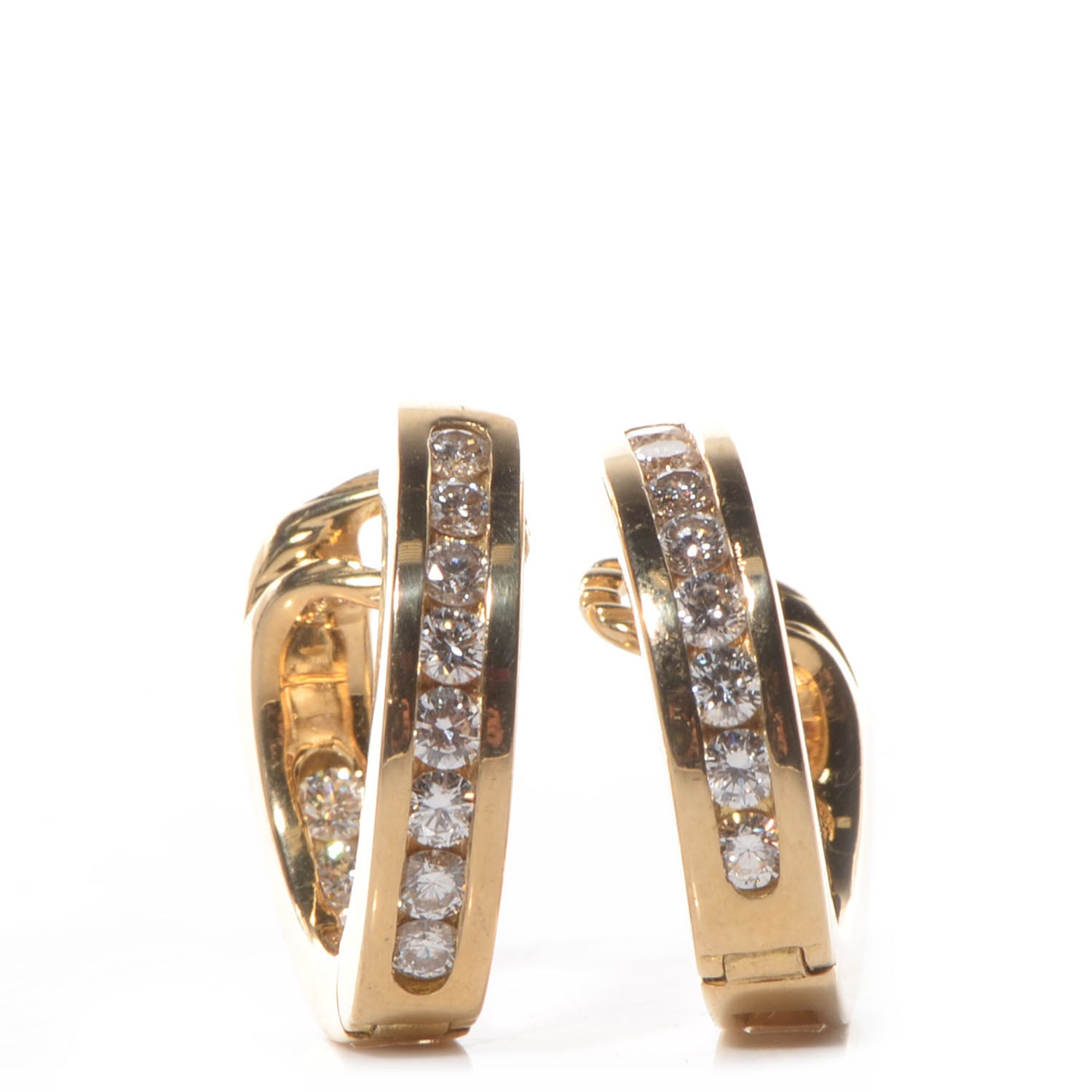 Tiffany 18k Yellow Gold Diamond Small Hoop Earrings 1 of 8