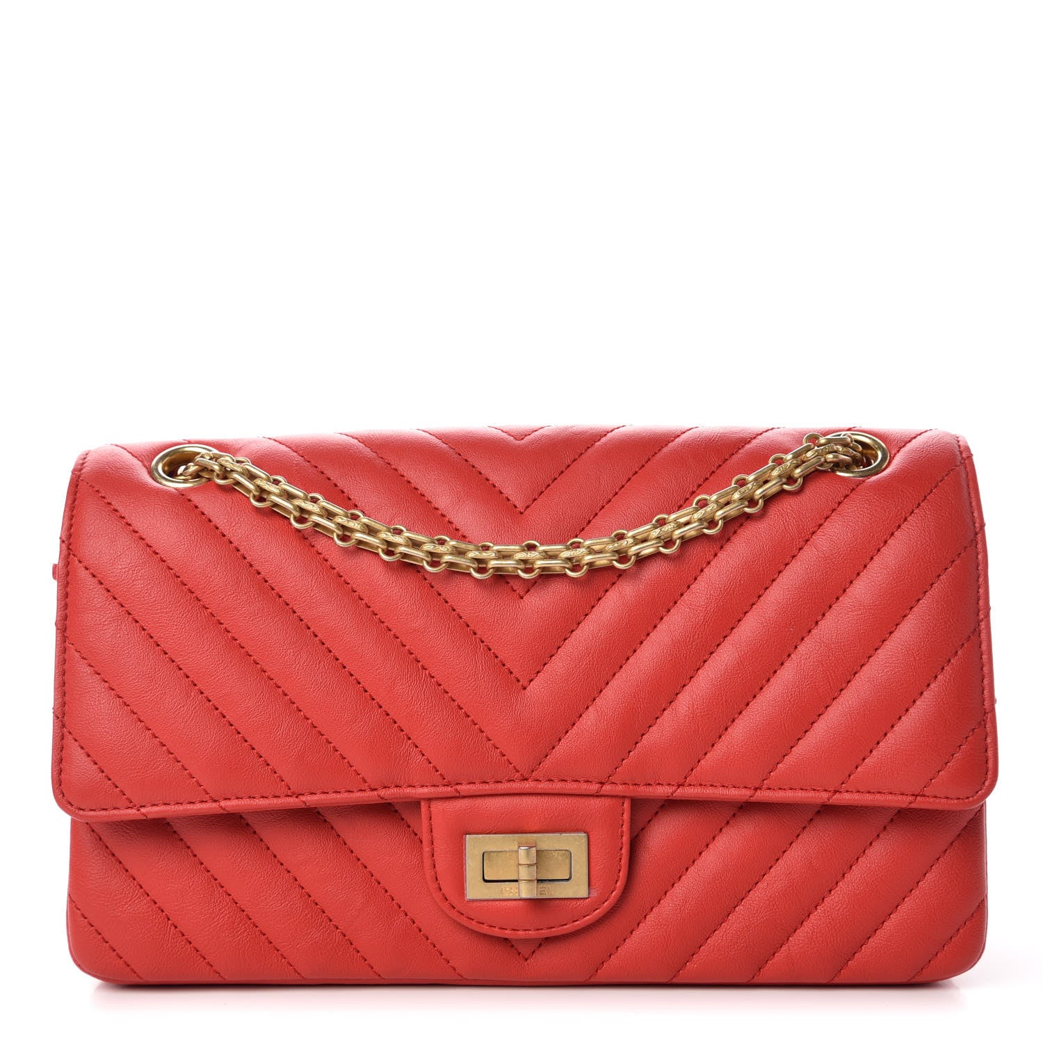 Chanel Calfskin Chevron Quilted 2.55 Reissue 225 Flap Red 1 of 9