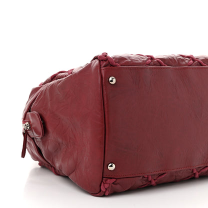 Chanel Crinkled Calfskin Ultra Stitch Bowling Bag Red 9 of 11
