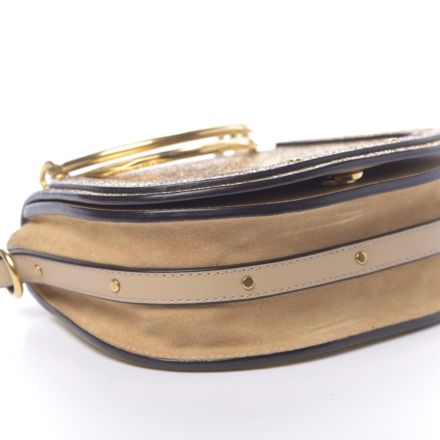 Metallic Calfskin Small Nile Bracelet Bag Gold