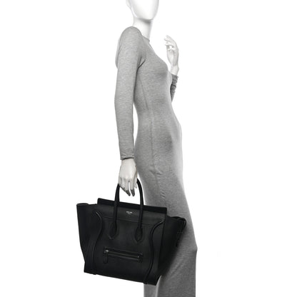Celine Drummed Calfskin Mini Luggage Black 2 of 10